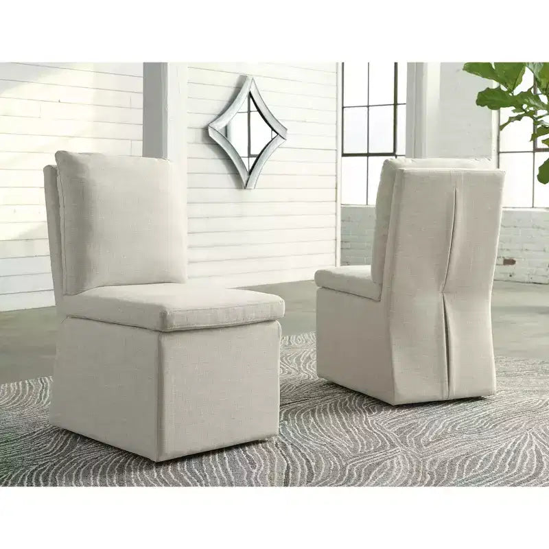 Chaise de salle à manger à roulettes, coloris avoine