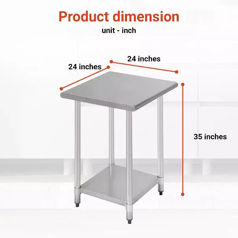 Table de travail de cuisine en acier inoxydable anti-rayures avec pied de table réglable