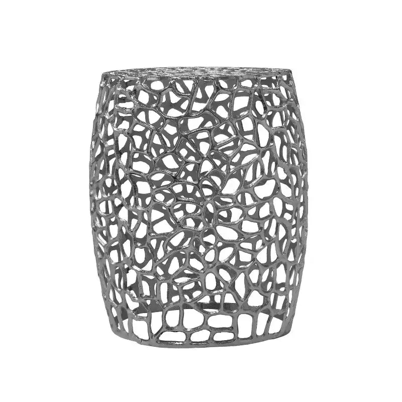 Table d'appoint moderne en aluminium en forme de tambour