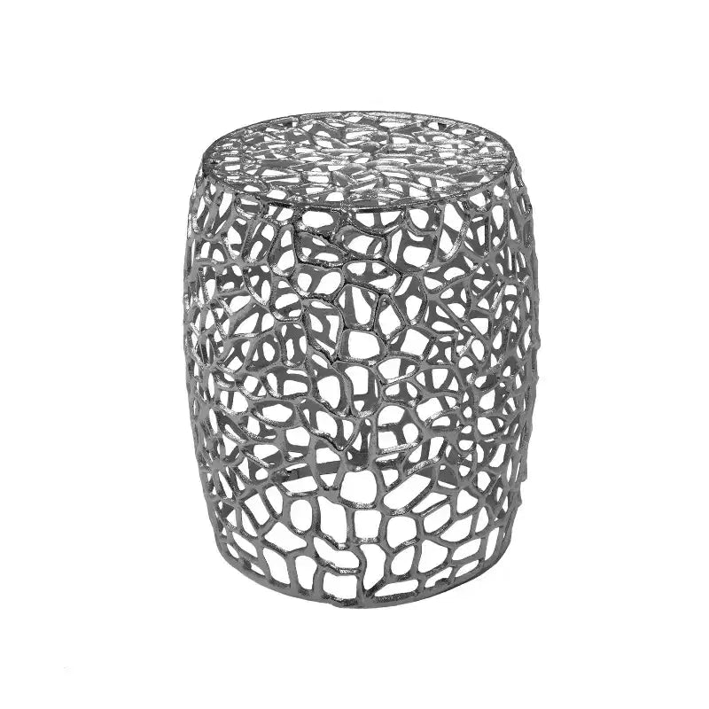 Table d'appoint moderne en aluminium en forme de tambour