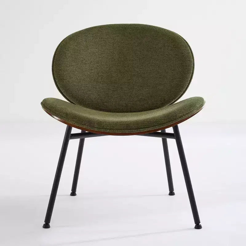 Fauteuils d'appoint scandinaves pour chambre à coucher, chaise coquille, chaise d'appoint simple à trépied, chaise longue en tissu avec dossier finition noyer