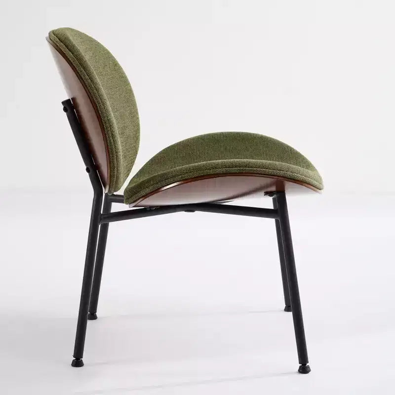 Fauteuils d'appoint scandinaves pour chambre à coucher, chaise coquille, chaise d'appoint simple à trépied, chaise longue en tissu avec dossier finition noyer