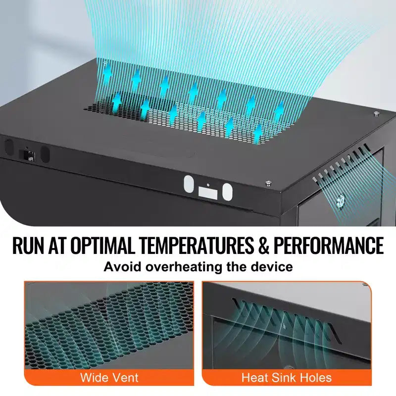Armoire réseau murale, capacité de charge maximale au sol de 227 kg, armoire de rack de serveur avec porte en verre trempé verrouillable et panneaux latéraux