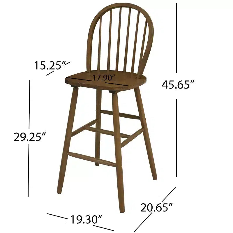 Tabourets de bar contemporains en hévéa avec dossier incurvé