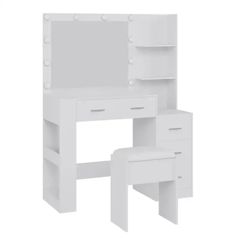 Coiffeuse avec miroir et tabouret