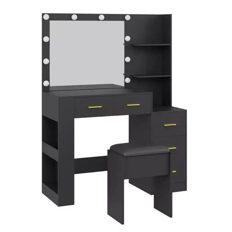 Coiffeuse avec miroir et tabouret