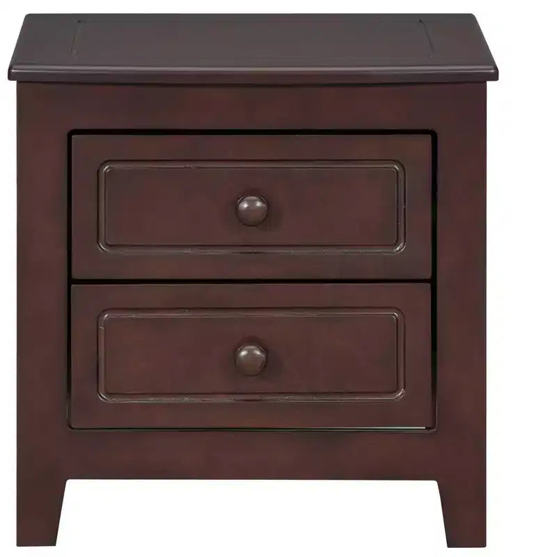 Table de chevet Mid-Century Moderne LED/veilleuse 2 tiroirs Bois massif