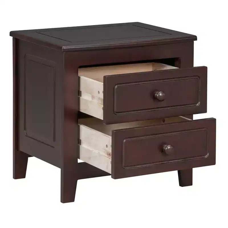 Table de chevet Mid-Century Moderne LED/veilleuse 2 tiroirs Bois massif