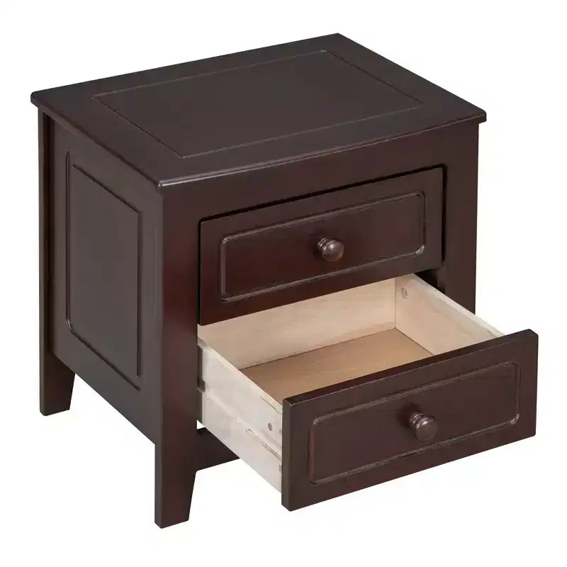Table de chevet Mid-Century Moderne LED/veilleuse 2 tiroirs Bois massif