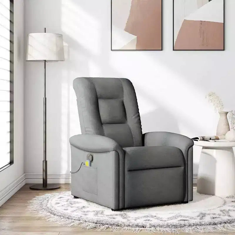 Fauteuil Inclinable Massant Tissu Gris Foncé