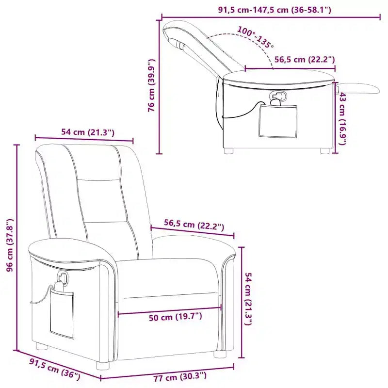 Fauteuil Inclinable Massant Tissu Gris Foncé