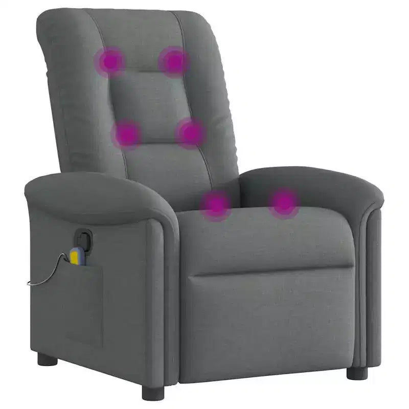 Fauteuil Inclinable Massant Tissu Gris Foncé