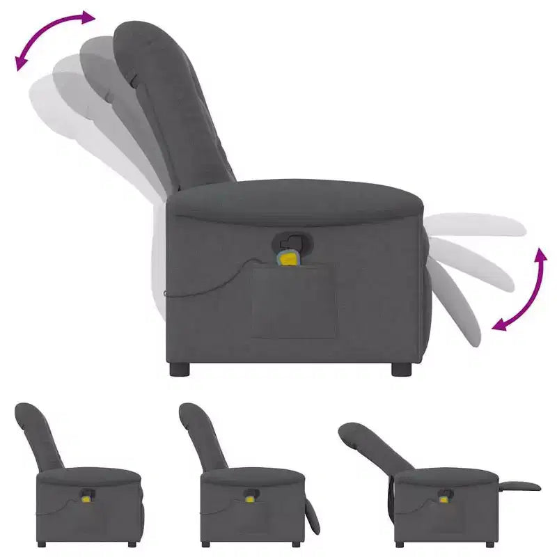 Fauteuil Inclinable Massant Tissu Gris Foncé