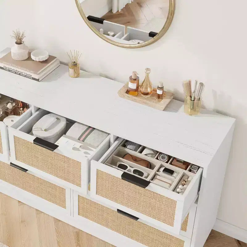 Commode tiroirs avec poignées dorées, meuble de rangement moderne en bois noir, large organisateur pour chambre à coucher, salon, couloir