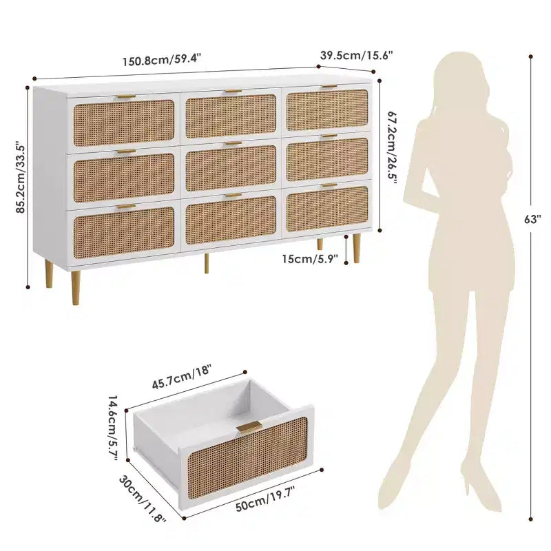 Commode tiroirs avec poignées dorées, meuble de rangement moderne en bois noir, large organisateur pour chambre à coucher, salon, couloir