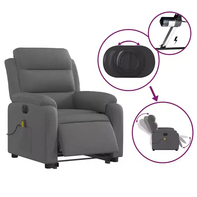 Fauteuil inclinable de massage relevable gris clair