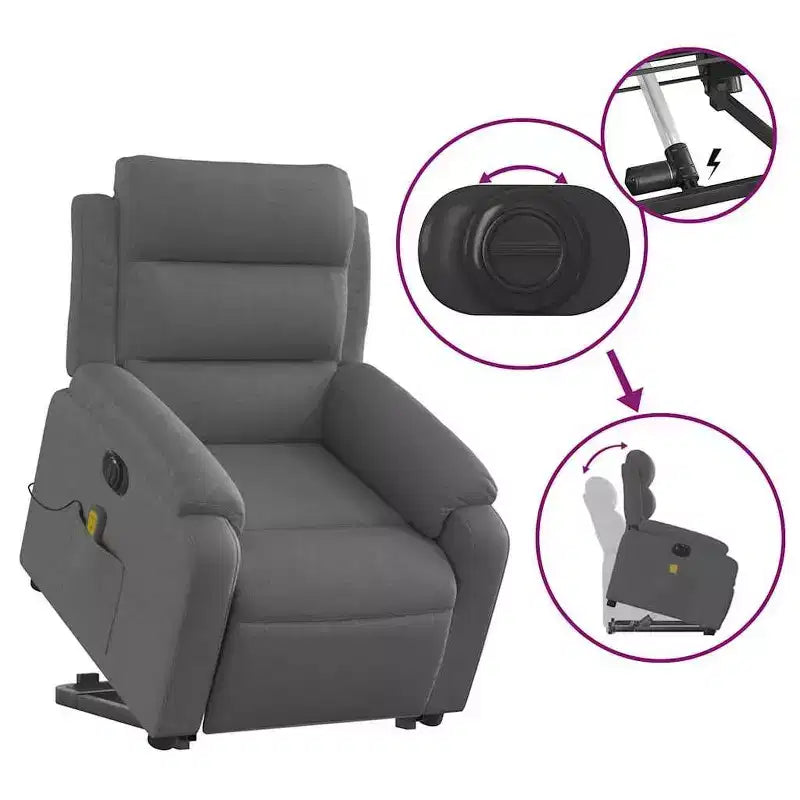 Fauteuil inclinable de massage relevable gris clair