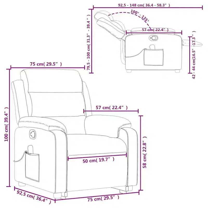 Fauteuil inclinable de massage relevable gris clair