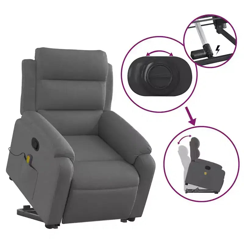 Fauteuil inclinable de massage relevable gris clair