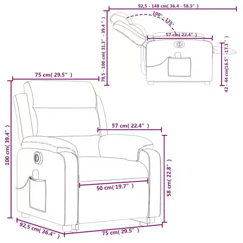 Fauteuil inclinable de massage relevable gris clair
