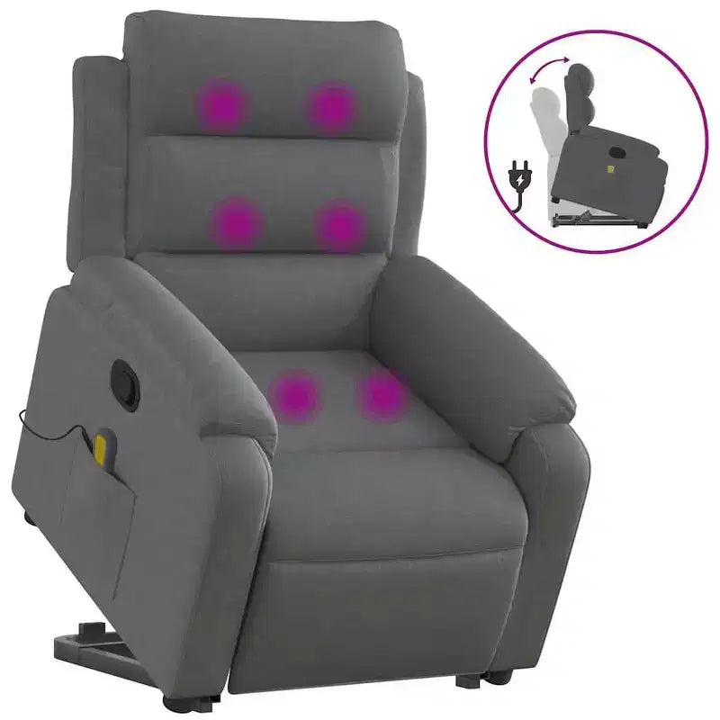 Fauteuil inclinable de massage relevable gris clair