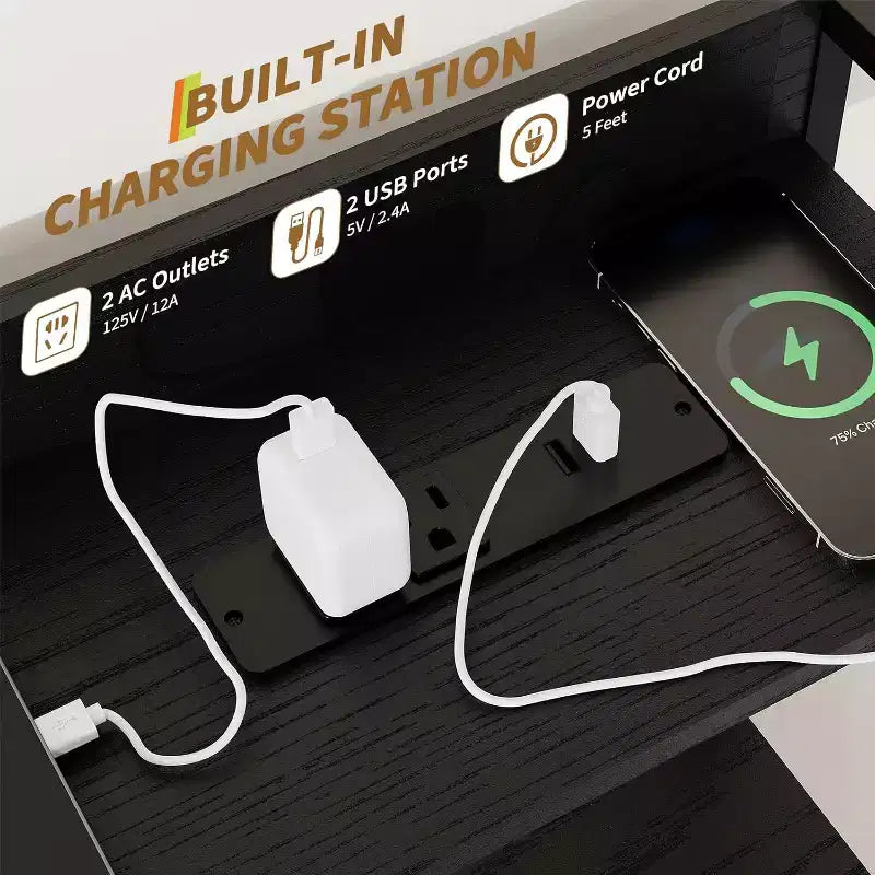 Commode intelligente, lumières LED RGB contrôlées par application, anti-basculement, marron