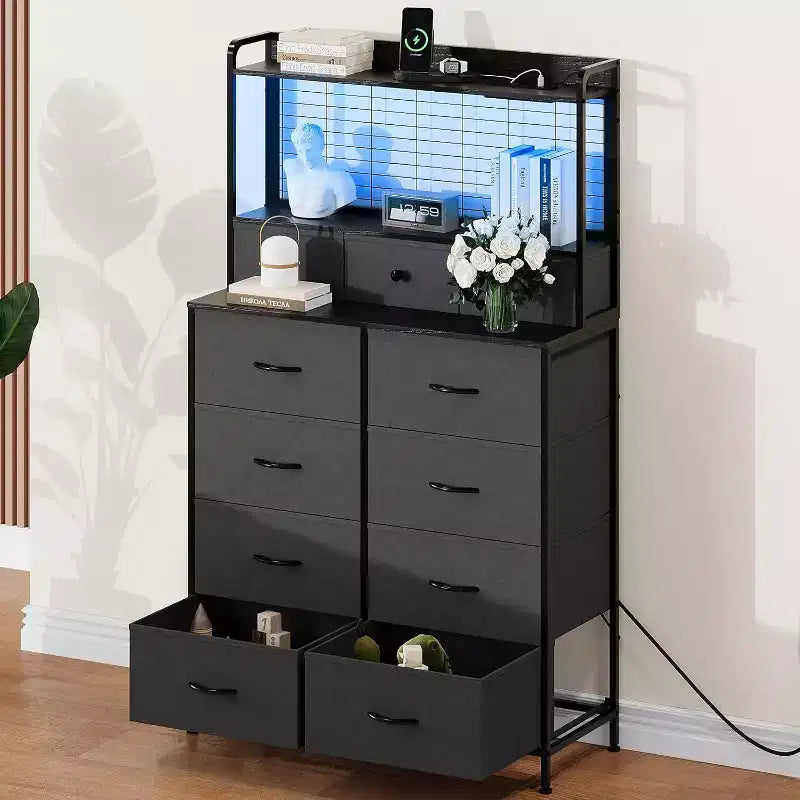 Commode intelligente, lumières LED RGB contrôlées par application, anti-basculement, marron
