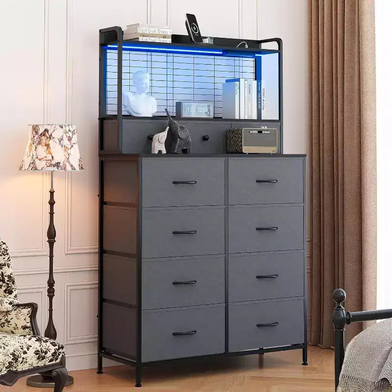 Commode intelligente, lumières LED RGB contrôlées par application, anti-basculement, marron
