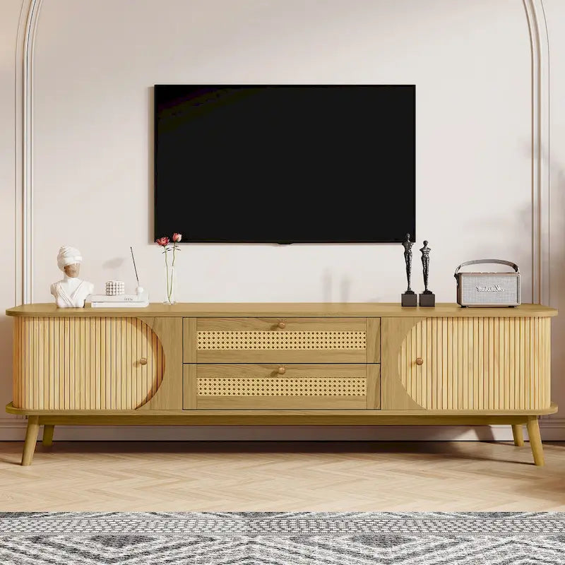 Modern Farmhouse Rattan TV Stand