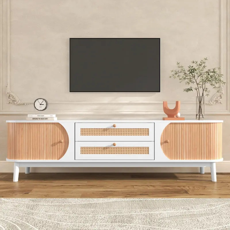 Modern Farmhouse Rattan TV Stand