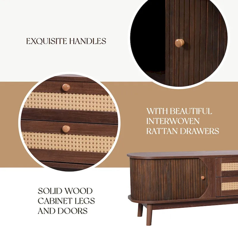 Modern Farmhouse Rattan TV Stand
