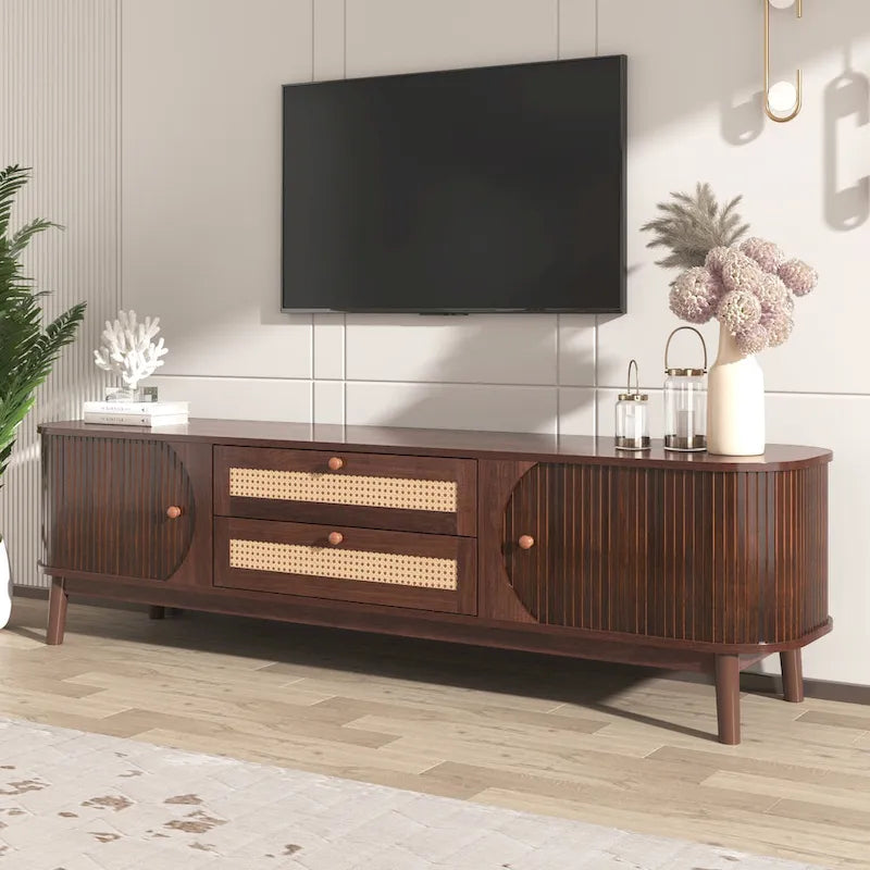 Modern Farmhouse Rattan TV Stand
