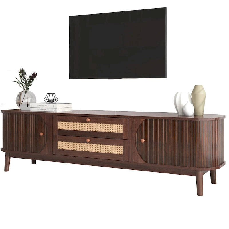 Modern Farmhouse Rattan TV Stand