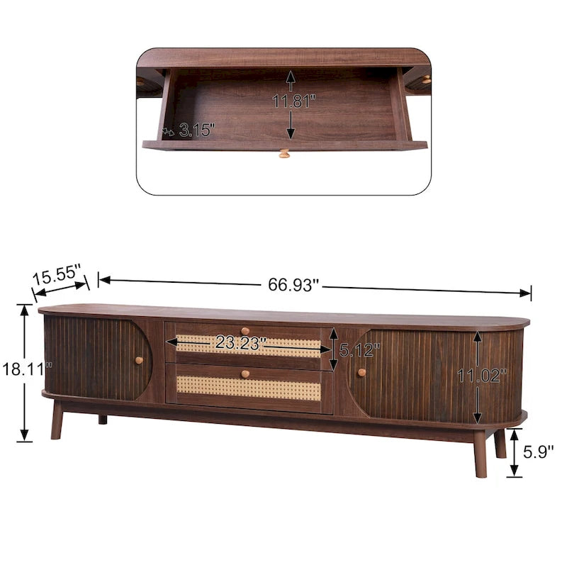 Modern Farmhouse Rattan TV Stand