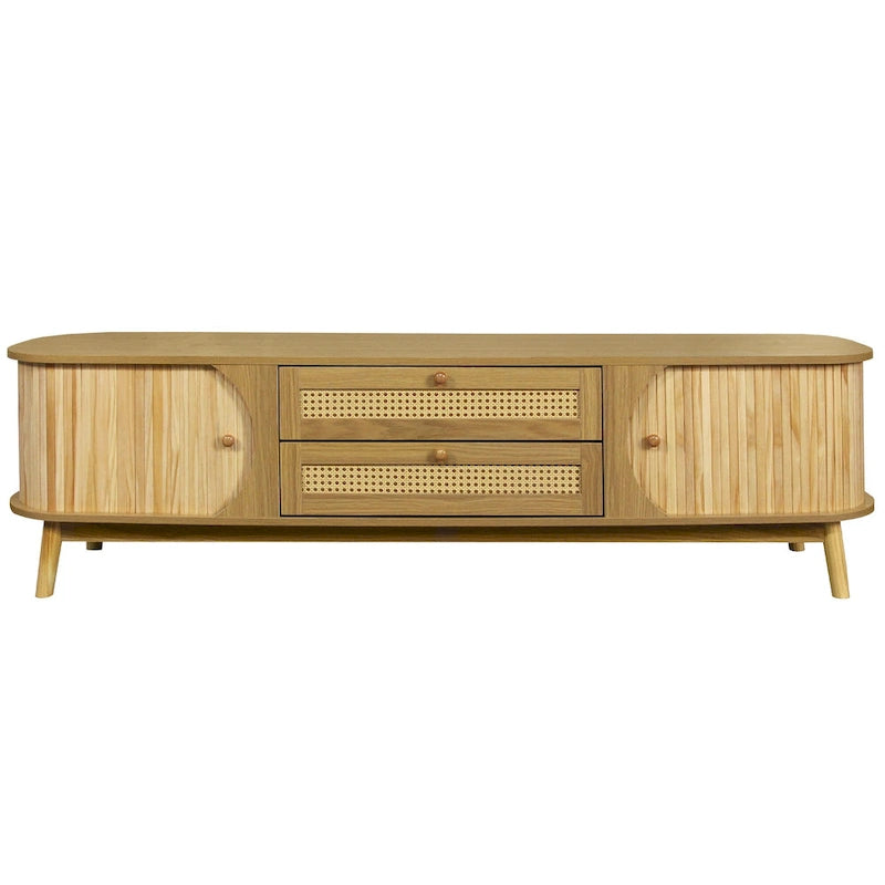Modern Farmhouse Rattan TV Stand