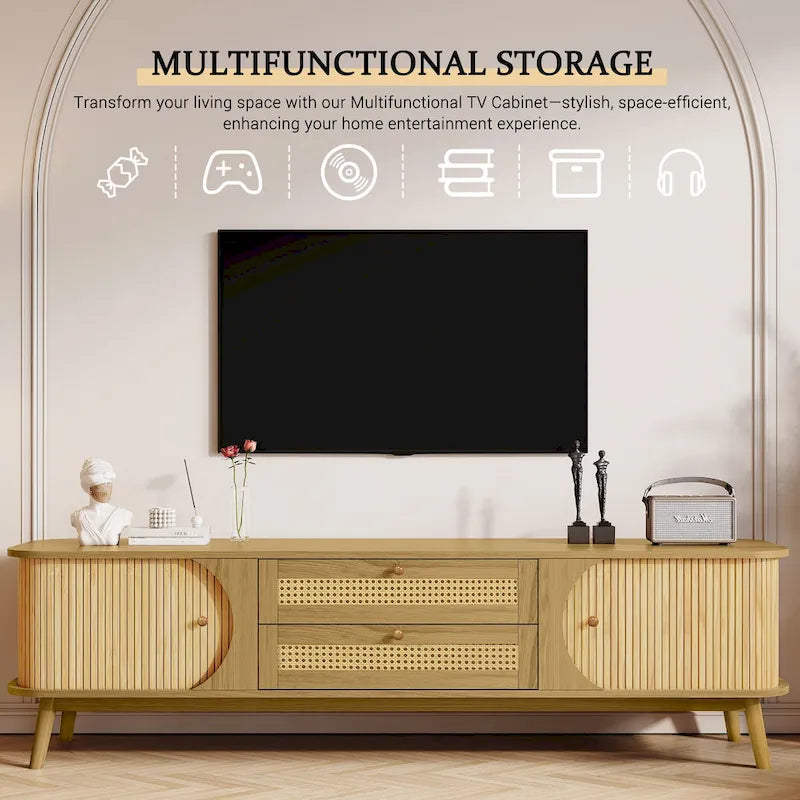 Modern Farmhouse Rattan TV Stand