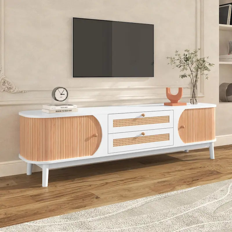Modern Farmhouse Rattan TV Stand