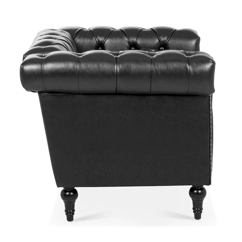 Black Modern 39 Tufted Accent Chair with Nailheads