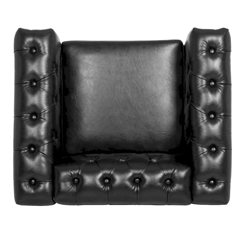 Black Modern 39 Tufted Accent Chair with Nailheads