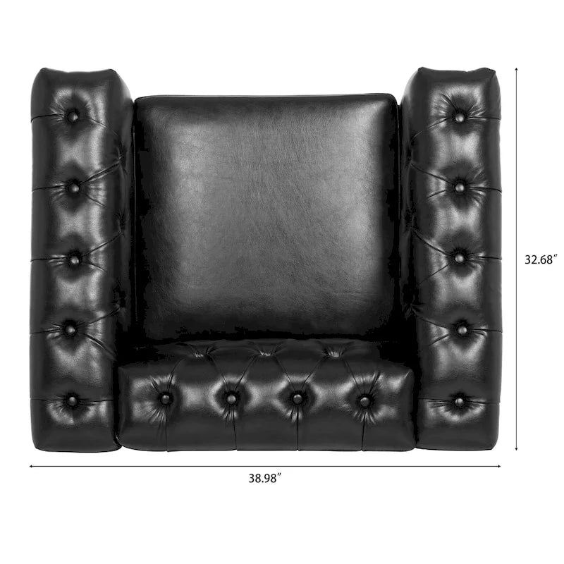Black Modern 39 Tufted Accent Chair with Nailheads