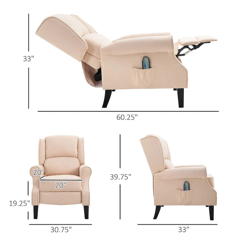 Heated Massage Recliner Chair with Lumbar Heating & Remote Controller