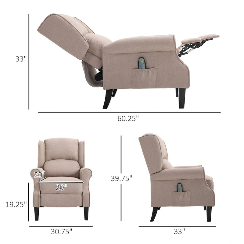 Heated Massage Recliner Chair with Lumbar Heating & Remote Controller
