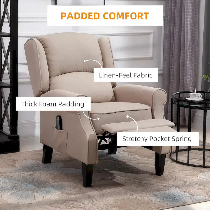 Heated Massage Recliner Chair with Lumbar Heating & Remote Controller