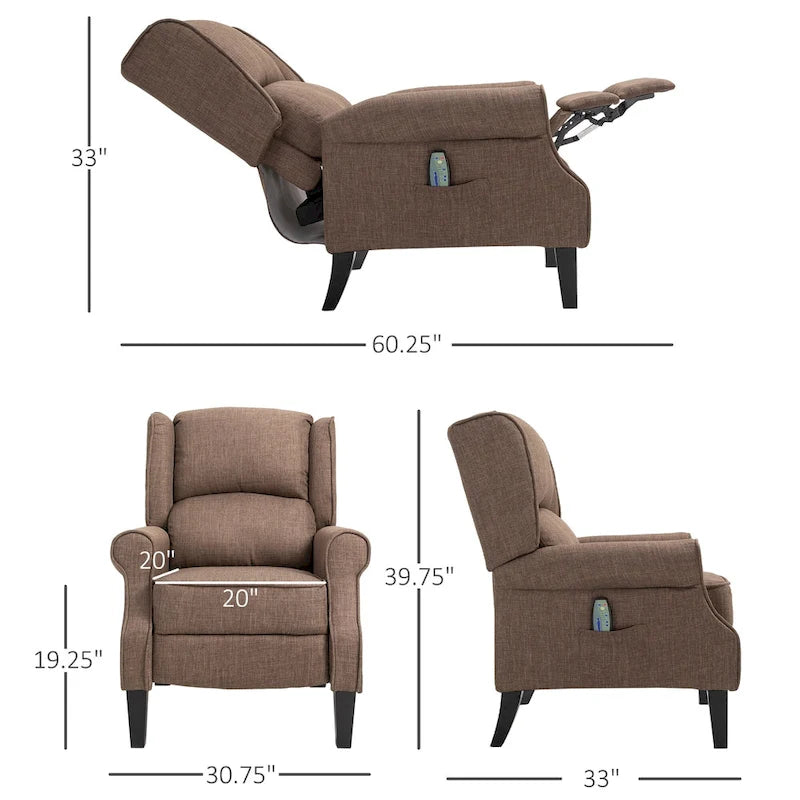 Heated Massage Recliner Chair with Lumbar Heating & Remote Controller