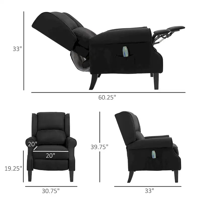 Heated Massage Recliner Chair with Lumbar Heating & Remote Controller