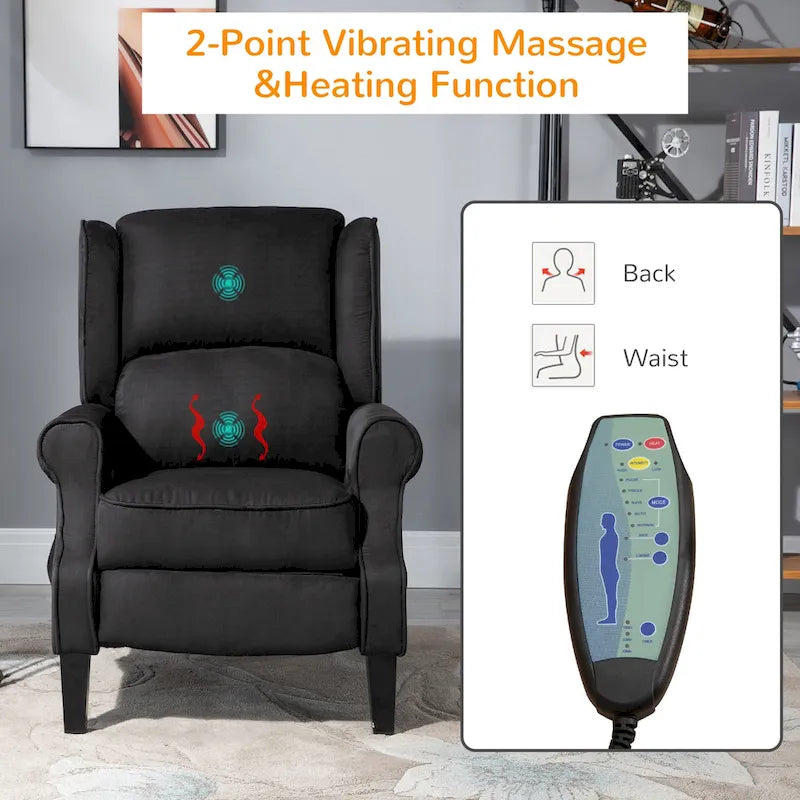 Heated Massage Recliner Chair with Lumbar Heating & Remote Controller