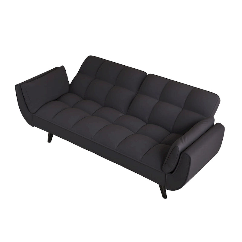 Black 57 Convertible Loveseat Sofa Bed with Adjustable Backrest, Pillows