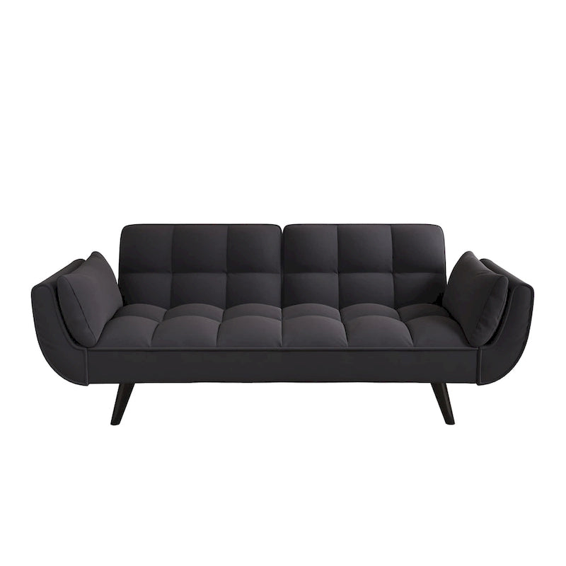 Black 57 Convertible Loveseat Sofa Bed with Adjustable Backrest, Pillows