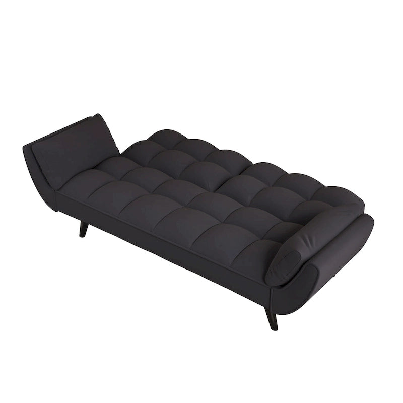 Black 57 Convertible Loveseat Sofa Bed with Adjustable Backrest, Pillows