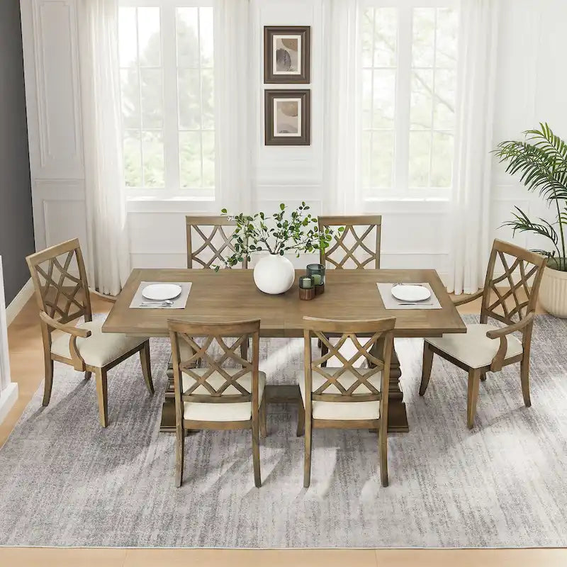 Modern Set of 2 Dining Chairs with Armrests and Upholstered Seat, Suitable for Living Room, Dining Room and Bar Counter